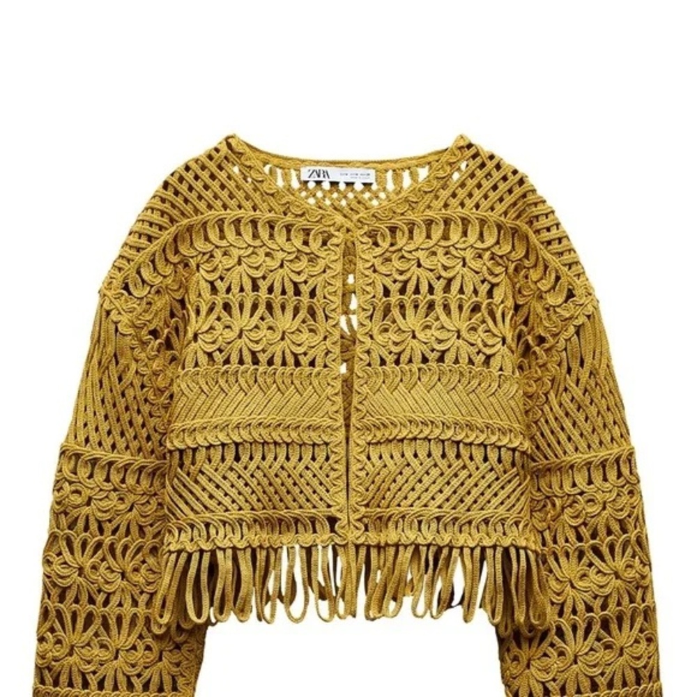 Zara Golden Yellow Crochet Sweater